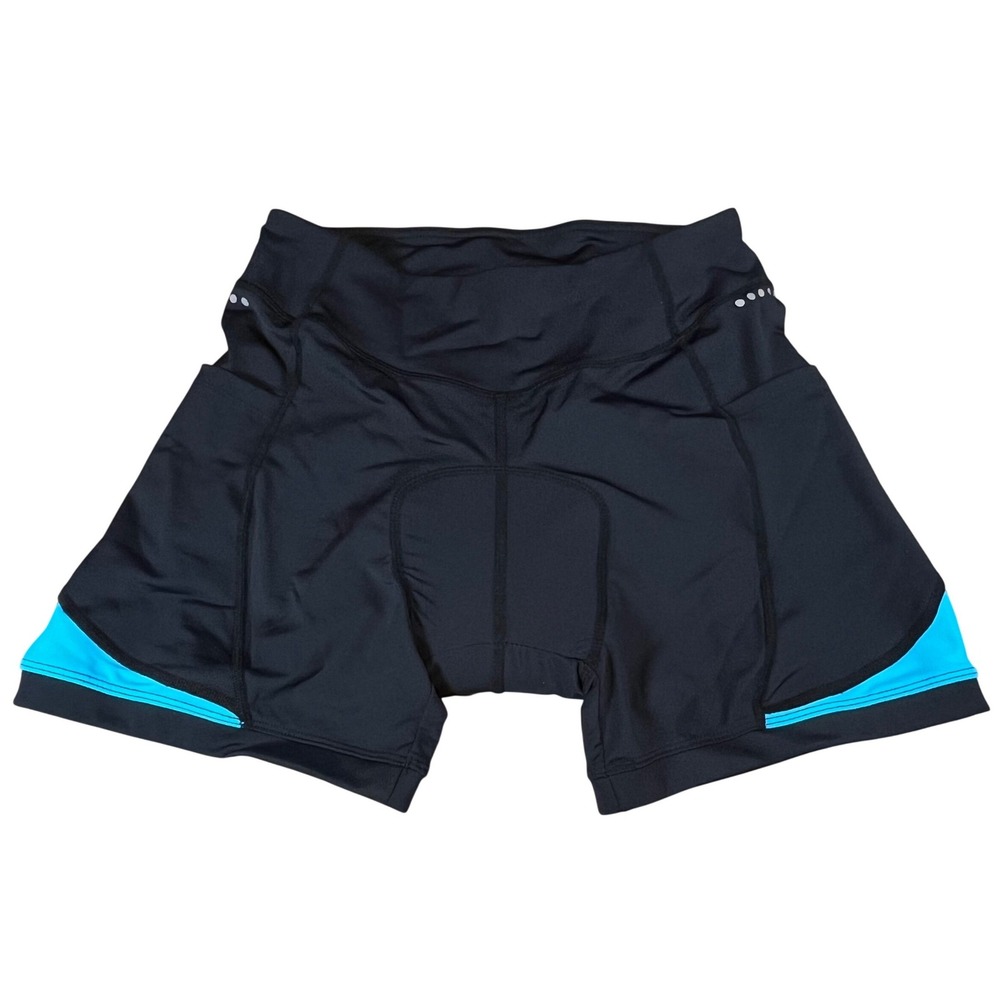 Baleaf Womens Padded Cycling Shorts Black Turquoise Side Pockets Size Large L